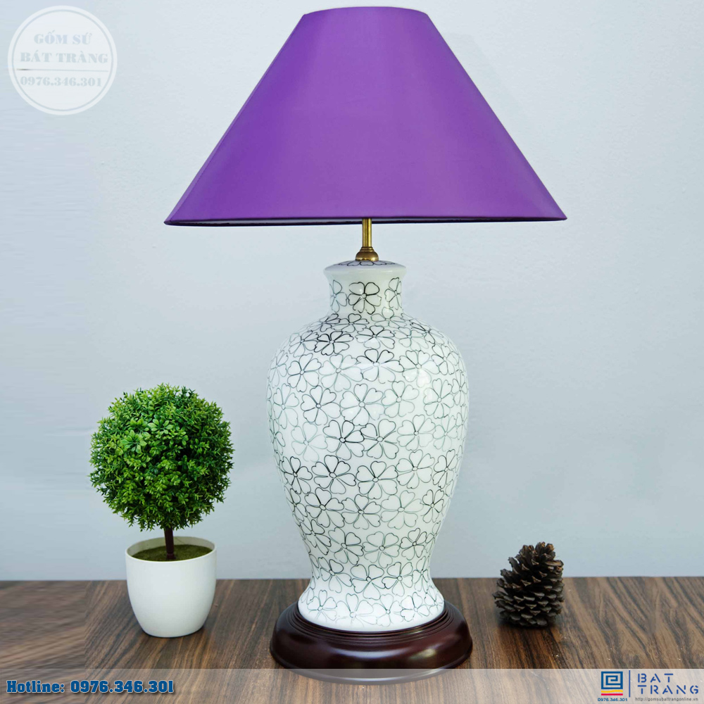Đèn Sứ Thấu Quang Ngàn Hoa Gốm Sứ Bát Tràng Đèn Ngủ Cao Cấp