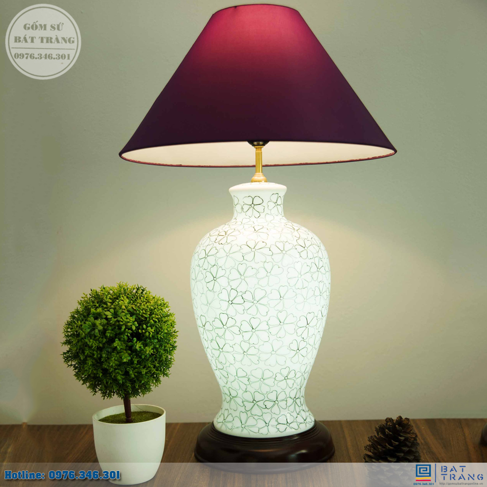 Đèn Sứ Thấu Quang Ngàn Hoa Gốm Sứ Bát Tràng Đèn Ngủ Cao Cấp 
