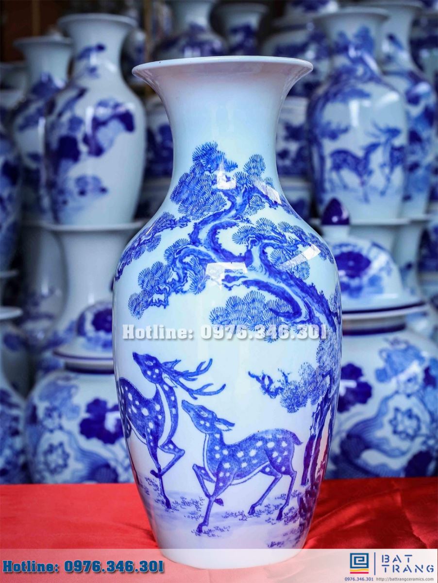 Tiểu lộc bình 40cm phúc lộc thọ gốm sứ Bát Tràng sang trọng phát tài