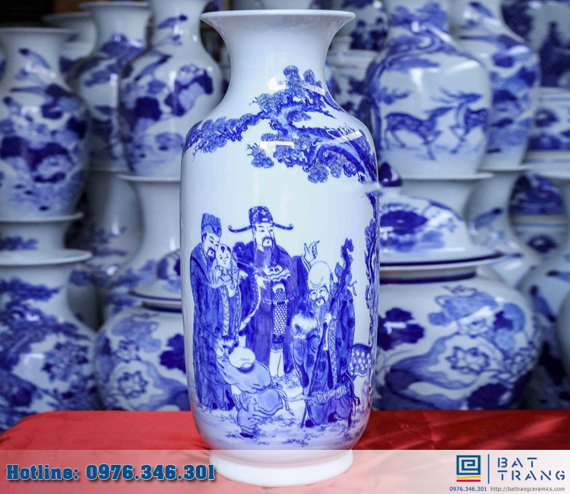Tiểu lộc bình 40cm phúc lộc thọ gốm sứ Bát Tràng sang trọng phát tài 