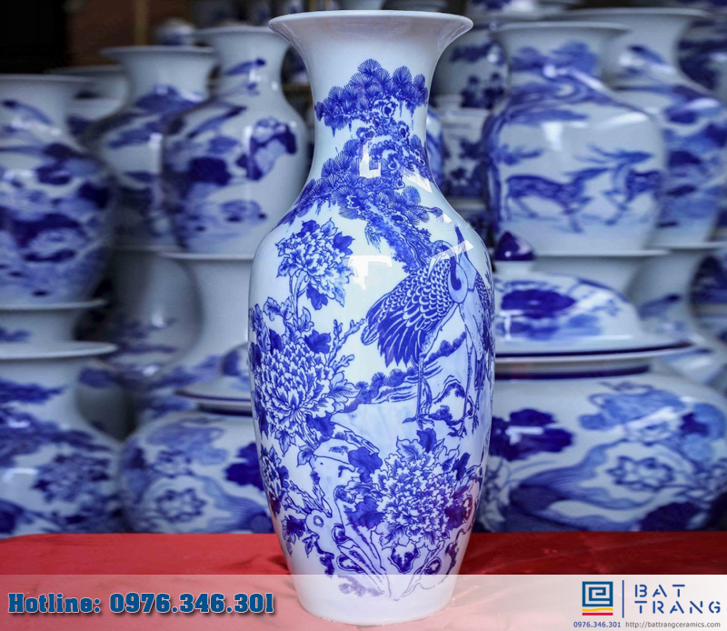 Tiểu lộc bình tùng hạc Bát Tràng 60cm sang trọng phát lộc 