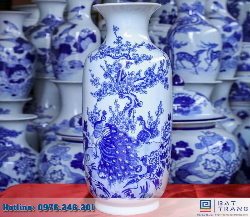 Tiểu lộc bình công mai Bát Tràng 40cm phong thủy phát lộc 