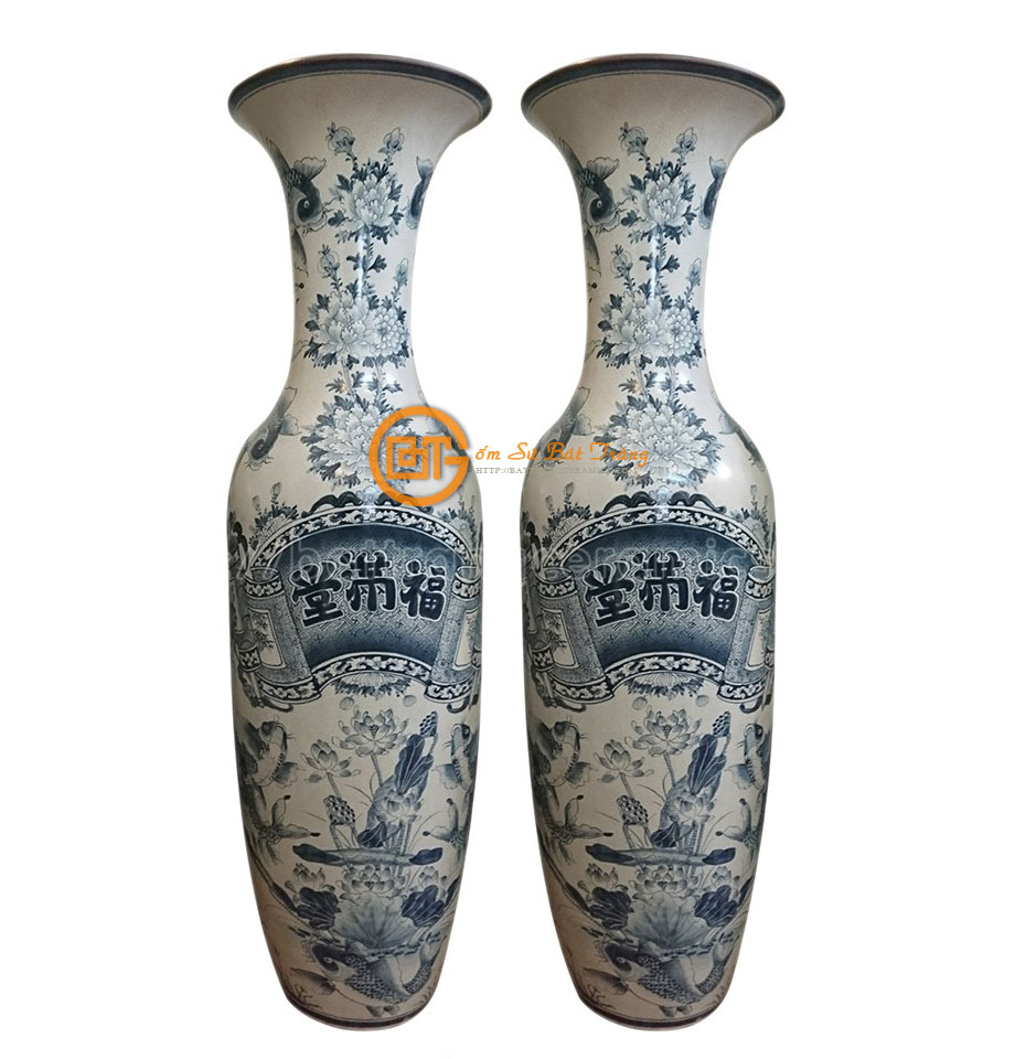 Lộc Bình Phúc Mãn Đường 1m42 Men Rạn Cổ Gốm Sứ Bát Tràng Cao Cấp