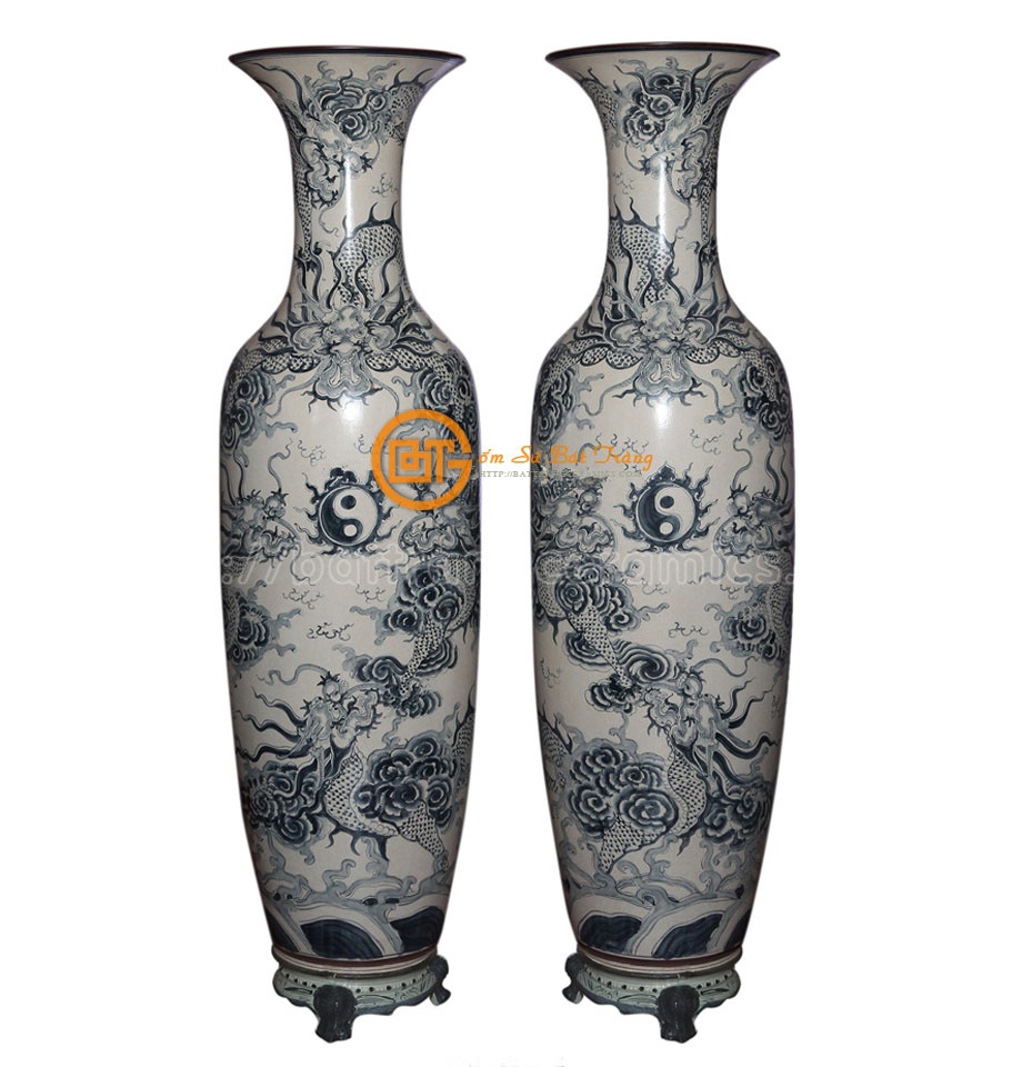 Lọ Lộc Bình Ngũ Long Chầu Nguyệt men rạn cổ cao 1m55 sang trọng phát tài Lọ Lộc Bình Ngũ Long Chầu Nguyệt men rạn cổ cao 1m55 sang trọng phát tài