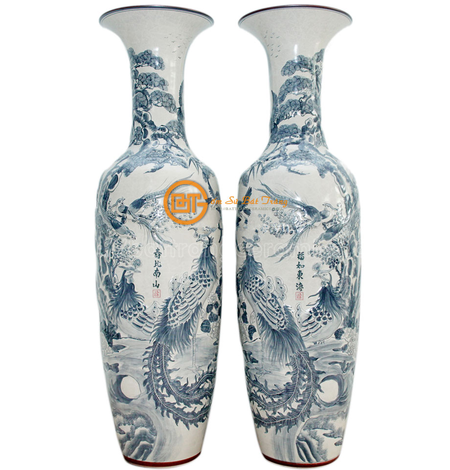 Lọ lộc bình Bách Điểu men rạn cổ 1.6m - Phong thủy tài lộc, sang trọng