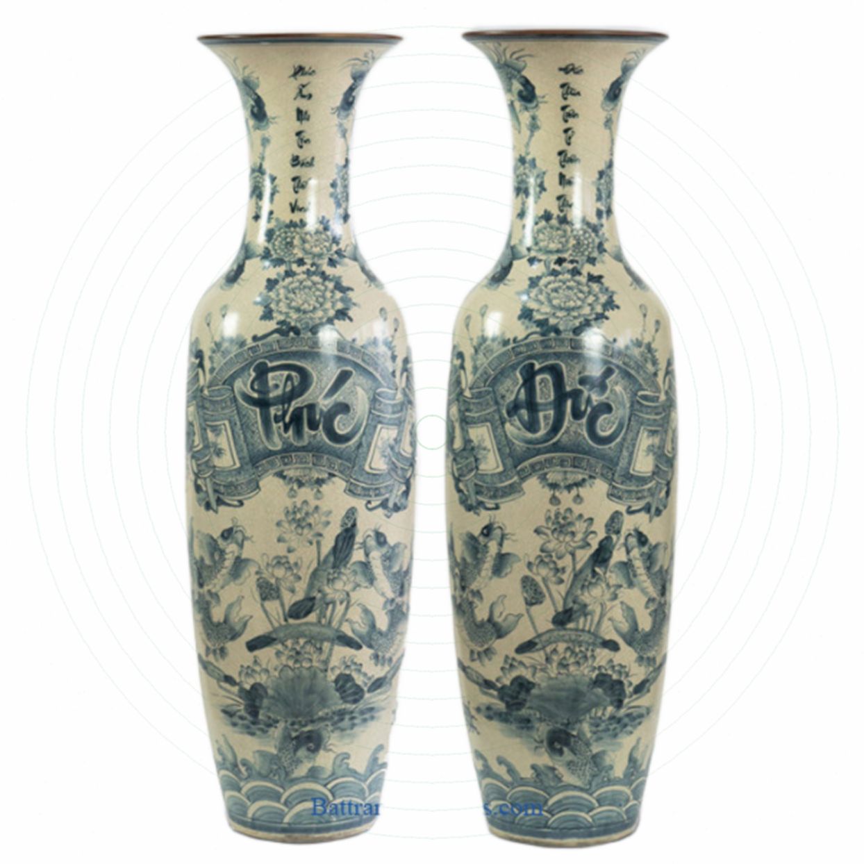 Lọ lộc bình Phúc Đức men rạn 1m75 cao cấp đẹp sang trọng 