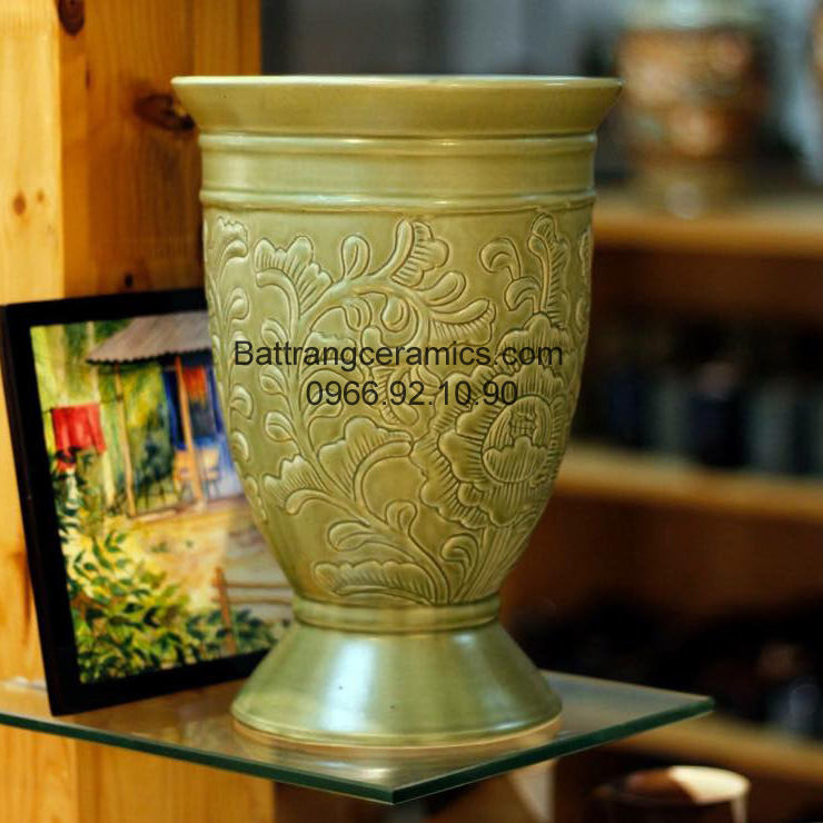 lọ hoa dáng cốc gốm sứ bát tràng cao cấp quà tặng độc đáo