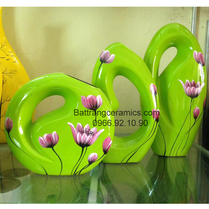 Bộ ba lọ sơn mài xanh TN4 đẹp sang trọng quà tặng ý nghĩa 