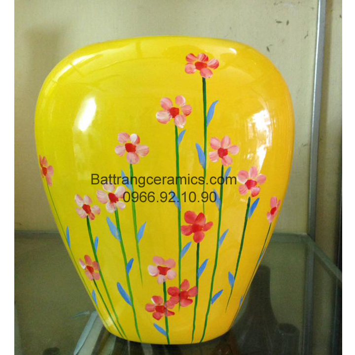 Bình hoa sơn mài hoa vàng cao cấp 32cm quà tặng sang trọng 