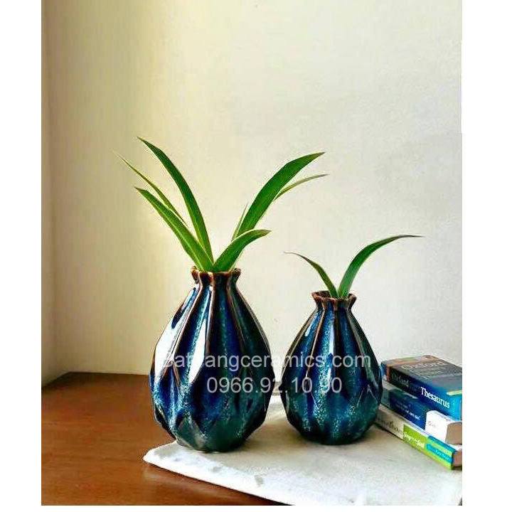 Set lọ kim cương men hỏa biến xanh cao cấp quà tặng ý nghĩa