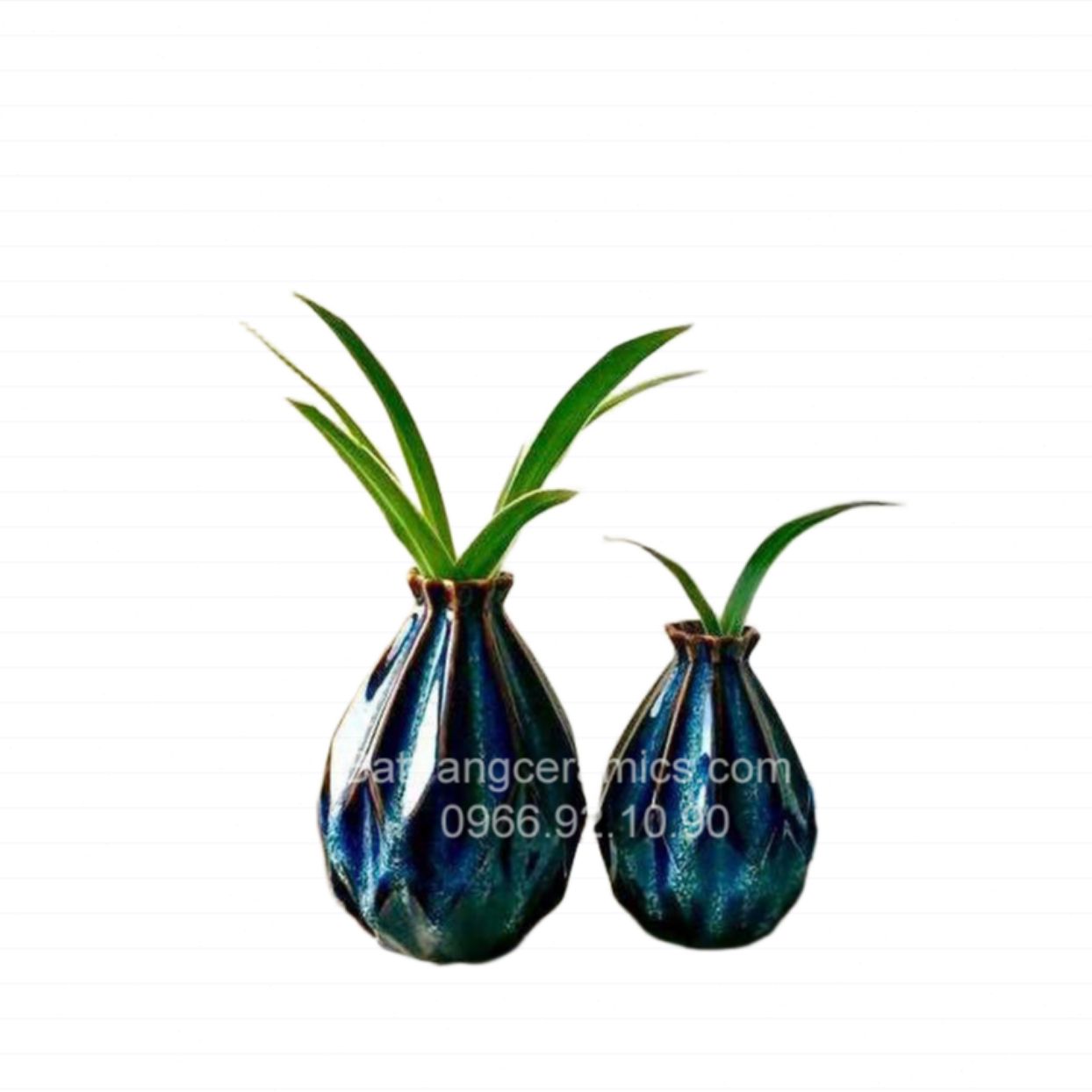 Set lọ kim cương men hỏa biến xanh cao cấp quà tặng ý nghĩa 