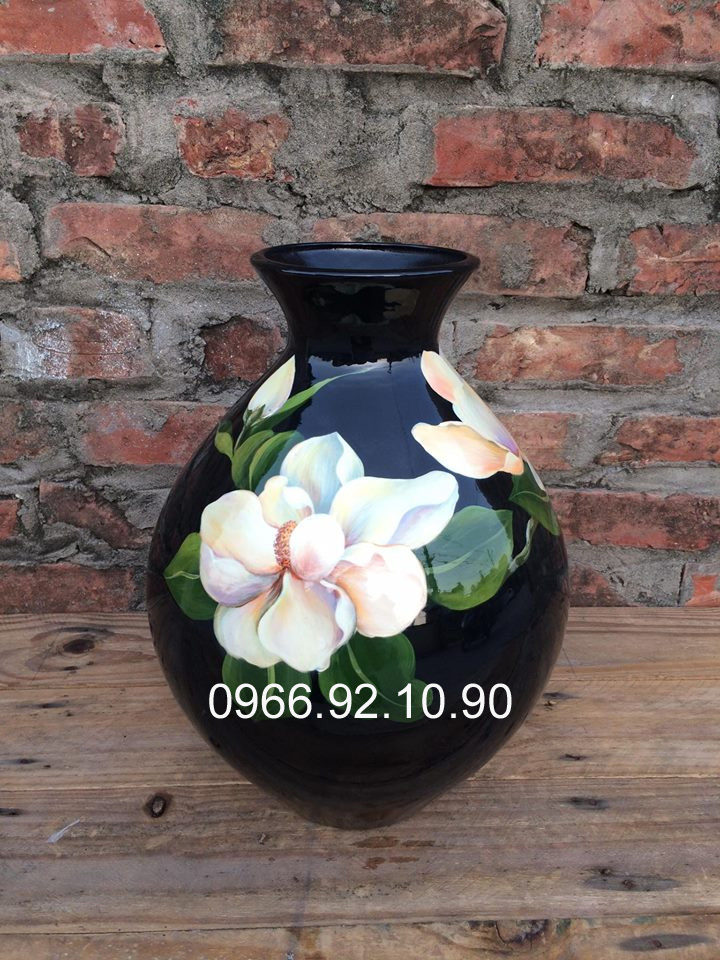 Lọ sơn mài mộc lan 35cm cao cấp hoa 3D tinh xảo đẹp