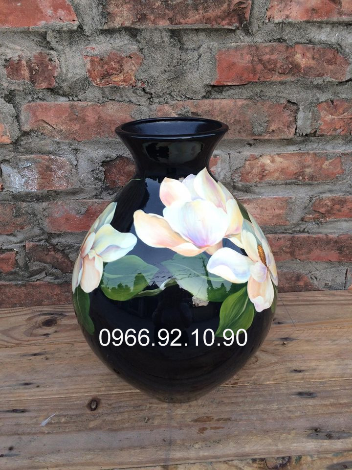 Lọ sơn mài mộc lan 35cm cao cấp hoa 3D tinh xảo đẹp
