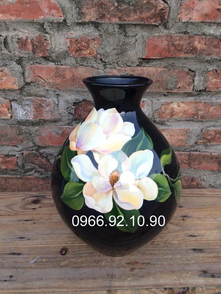 Lọ sơn mài mộc lan 35cm cao cấp hoa 3D tinh xảo đẹp