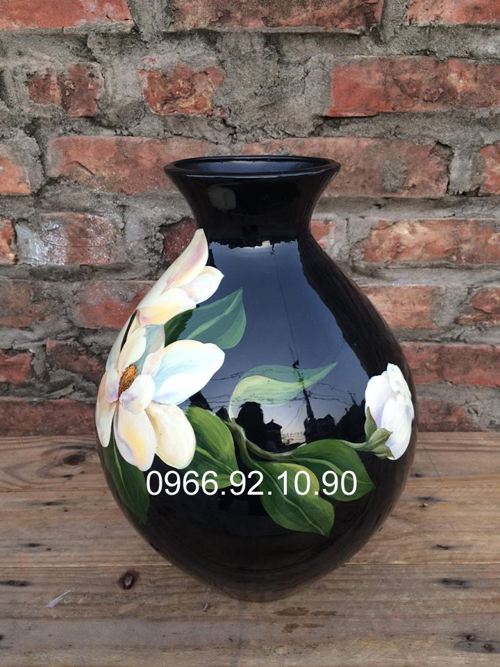 Lọ sơn mài mộc lan 35cm cao cấp hoa 3D tinh xảo đẹp