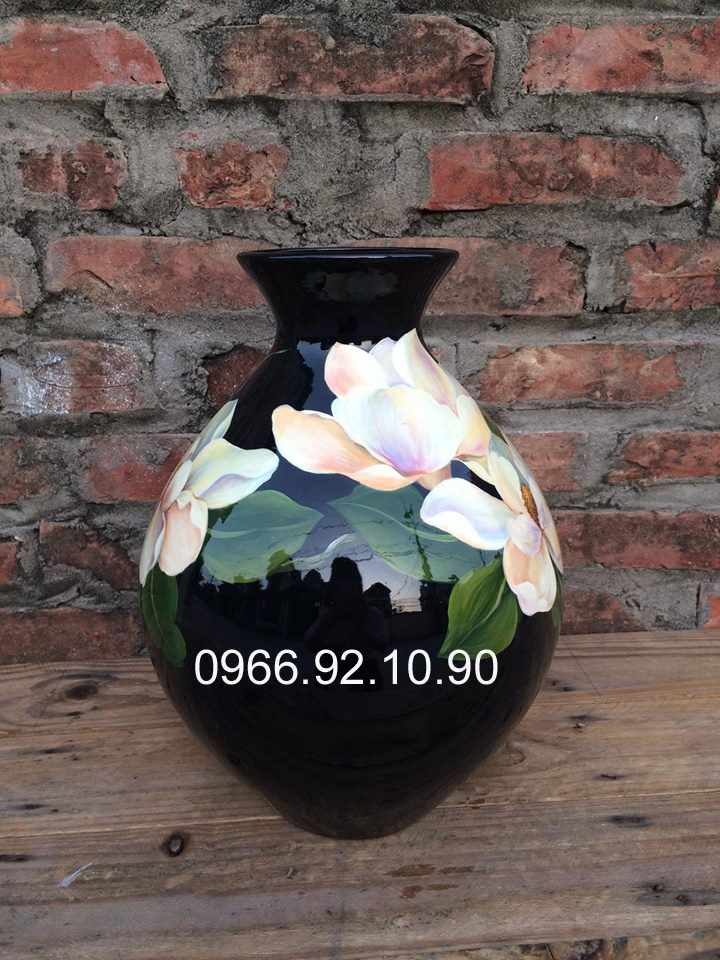 Lọ sơn mài mộc lan 35cm cao cấp hoa 3D tinh xảo đẹp