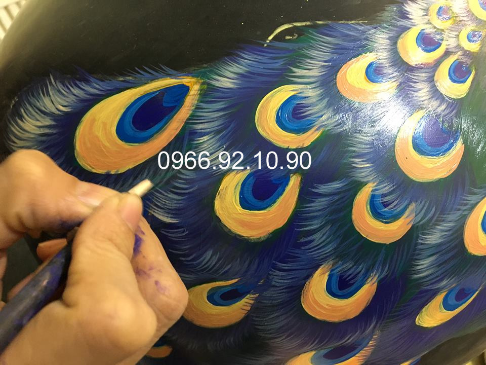 lọ tỏi đại chim công 65cm mỹ nghệ tinh xảo trang trí sang