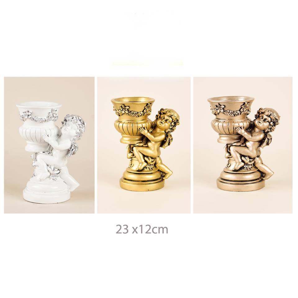 Thiên thần ôm hoa nhựa Composite 23cm trang trí đẹp hút mắt