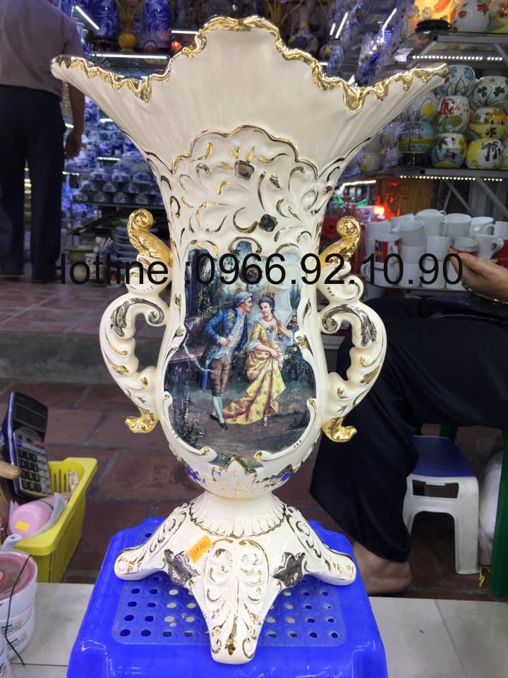 Bình gốm sứ cao cấp châu Âu 44cm sang trọng đẳng cấp Hoàng Gia 