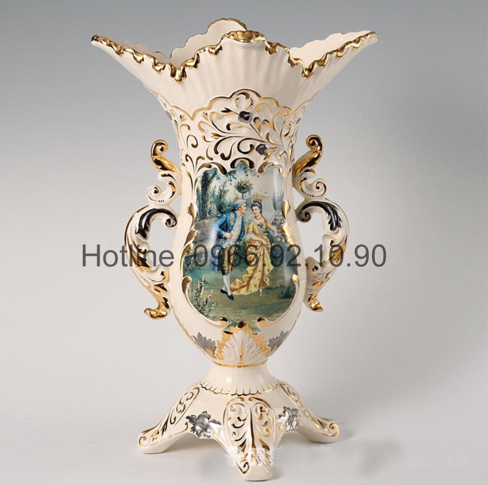 Bình gốm sứ cao cấp châu Âu 44cm sang trọng đẳng cấp Hoàng Gia