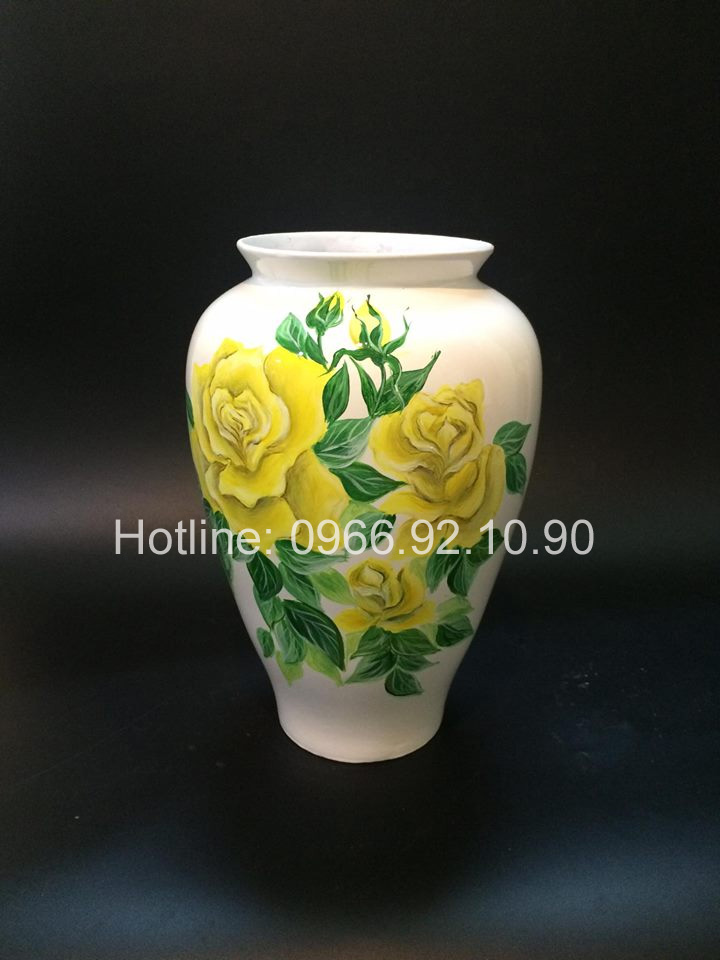 Bộ đôi vò gấp hoa hồng vàng Sơn mài 3D đẹp quà tặng sang trọng