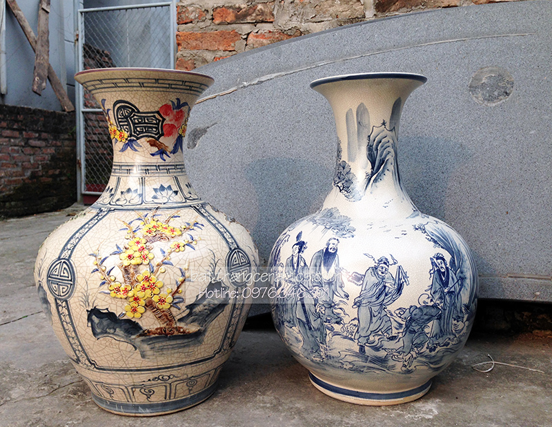 Lọ cắm hoa dáng tỏi men rạn Bát Tràng 62cm sang trọng bền đẹp