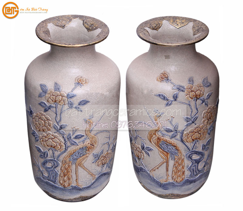 Lọ dáng bí vuốt tay 61cm gốm sứ Bát Tràng độc đáo quà tặng 