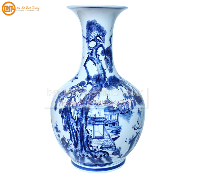 Lọ củ tỏi sơn thủy 58cm sang trọng quà tặng phòng khách