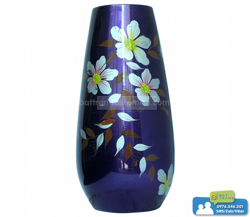 Bình hoa phình đáy hoa đào rơi Bát Tràng sang trọng độc đáo 