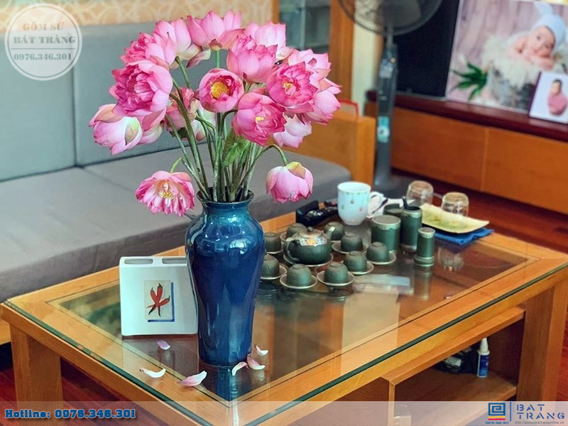 Lọ hoa men hỏa biến Bát Tràng đùi dế đẹp sang 33cm trang trí