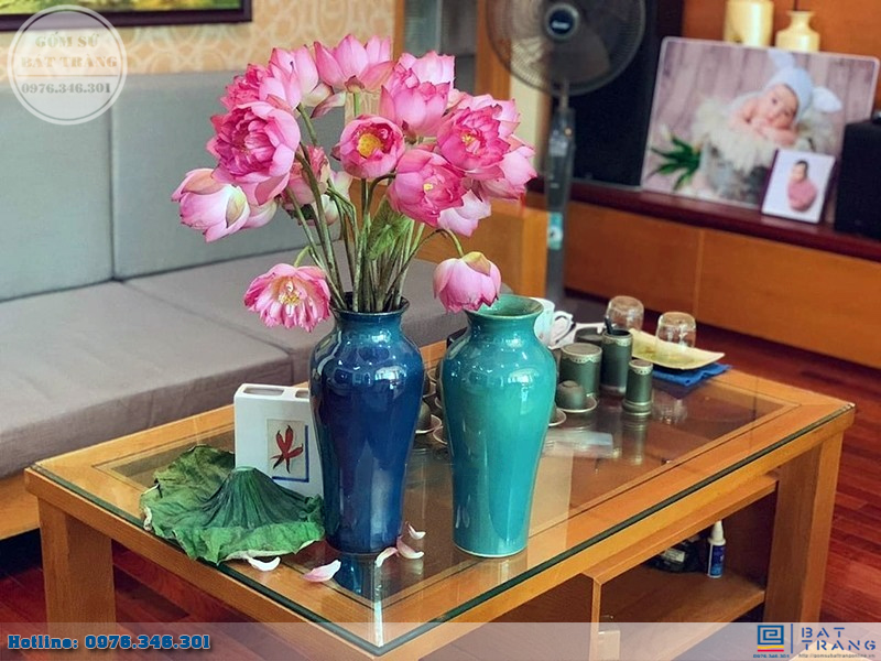 Lọ hoa men hỏa biến Bát Tràng đùi dế đẹp sang 33cm trang trí