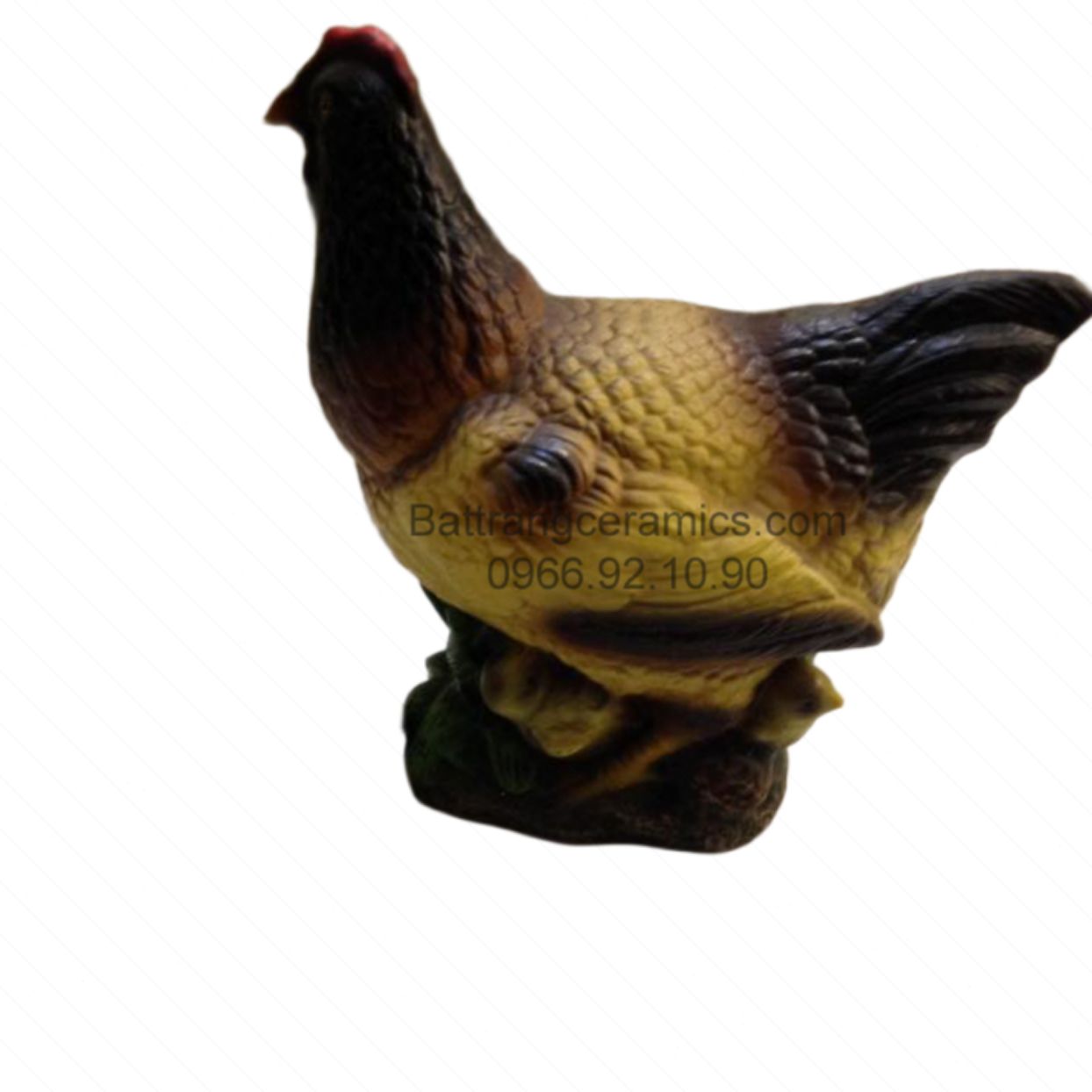 Gà trống choai gốm sứ Bát Tràng cao 39cm Trang trí sân vườn đẹp 