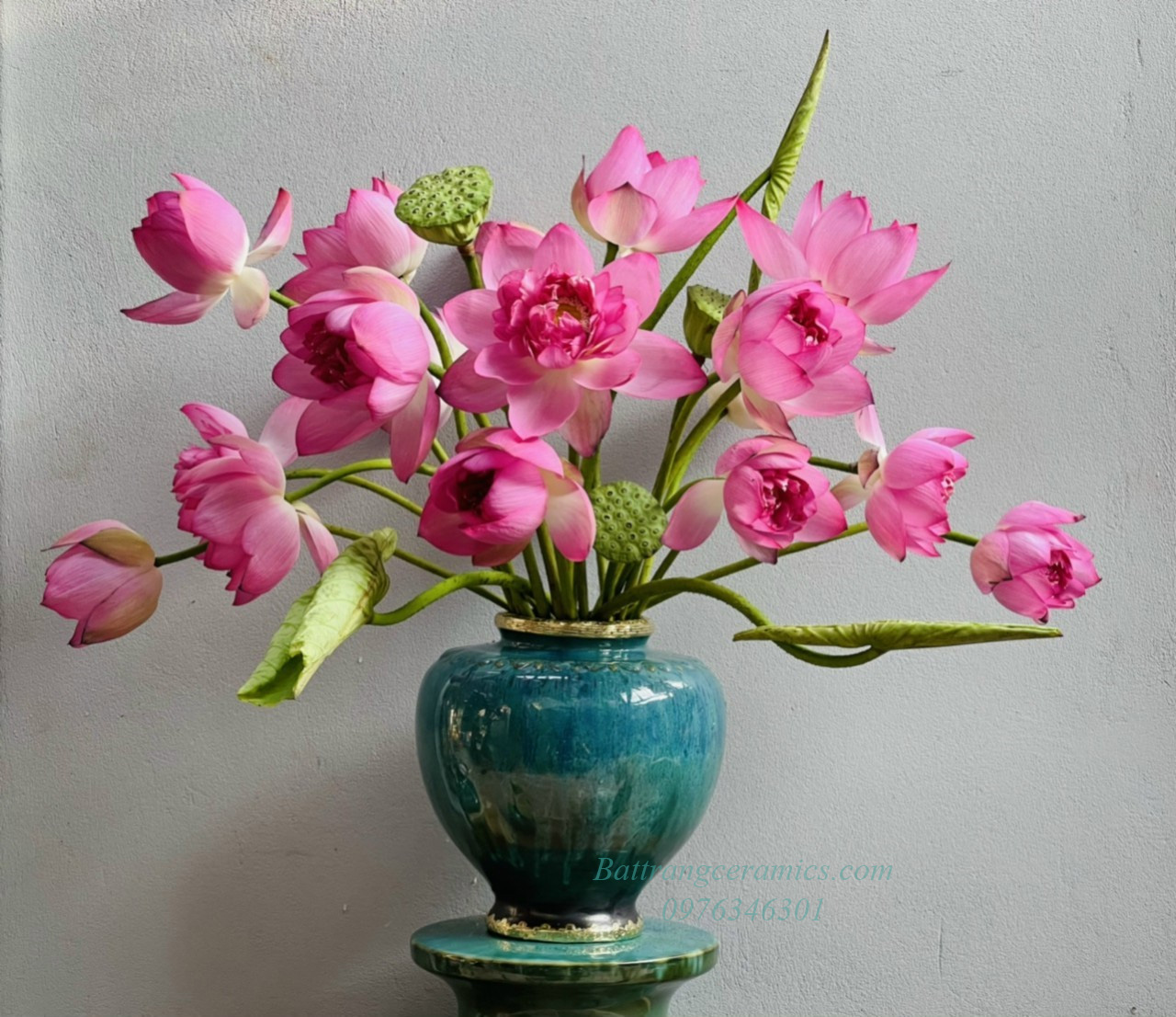 Lọ Thạp Bọc Đồng H30cm Gốm Sứ Bát Tràng Sang Trọng 