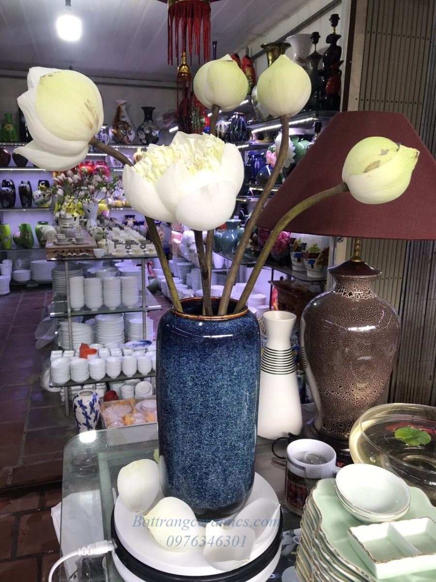Lọ hoa men hỏa biến ống H30cm sang trọng quà tặng đẹp
