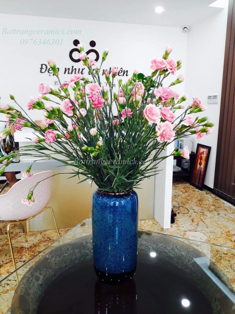 Lọ hoa men hỏa biến ống H30cm sang trọng quà tặng đẹp 