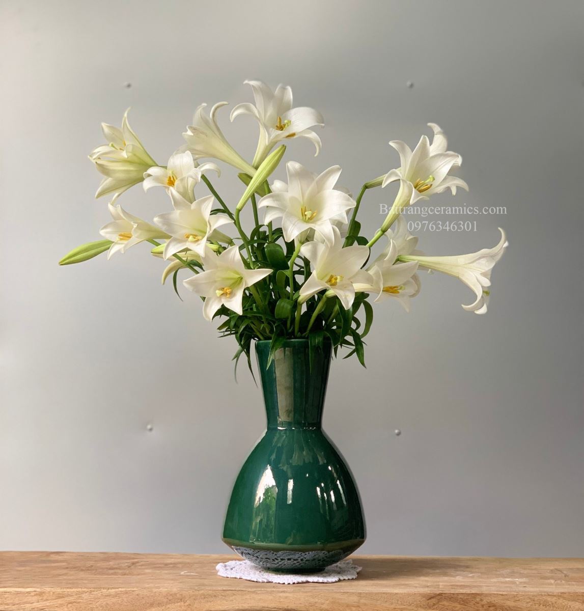 Lọ hoa men hỏa biến dáng phễu 32cm sang trọng tinh tế