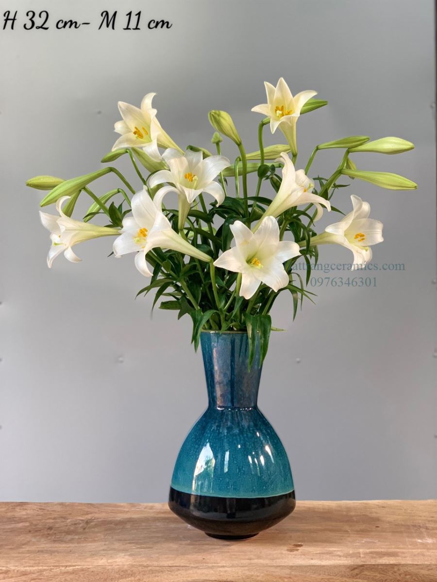 Lọ hoa men hỏa biến dáng phễu 32cm sang trọng tinh tế 