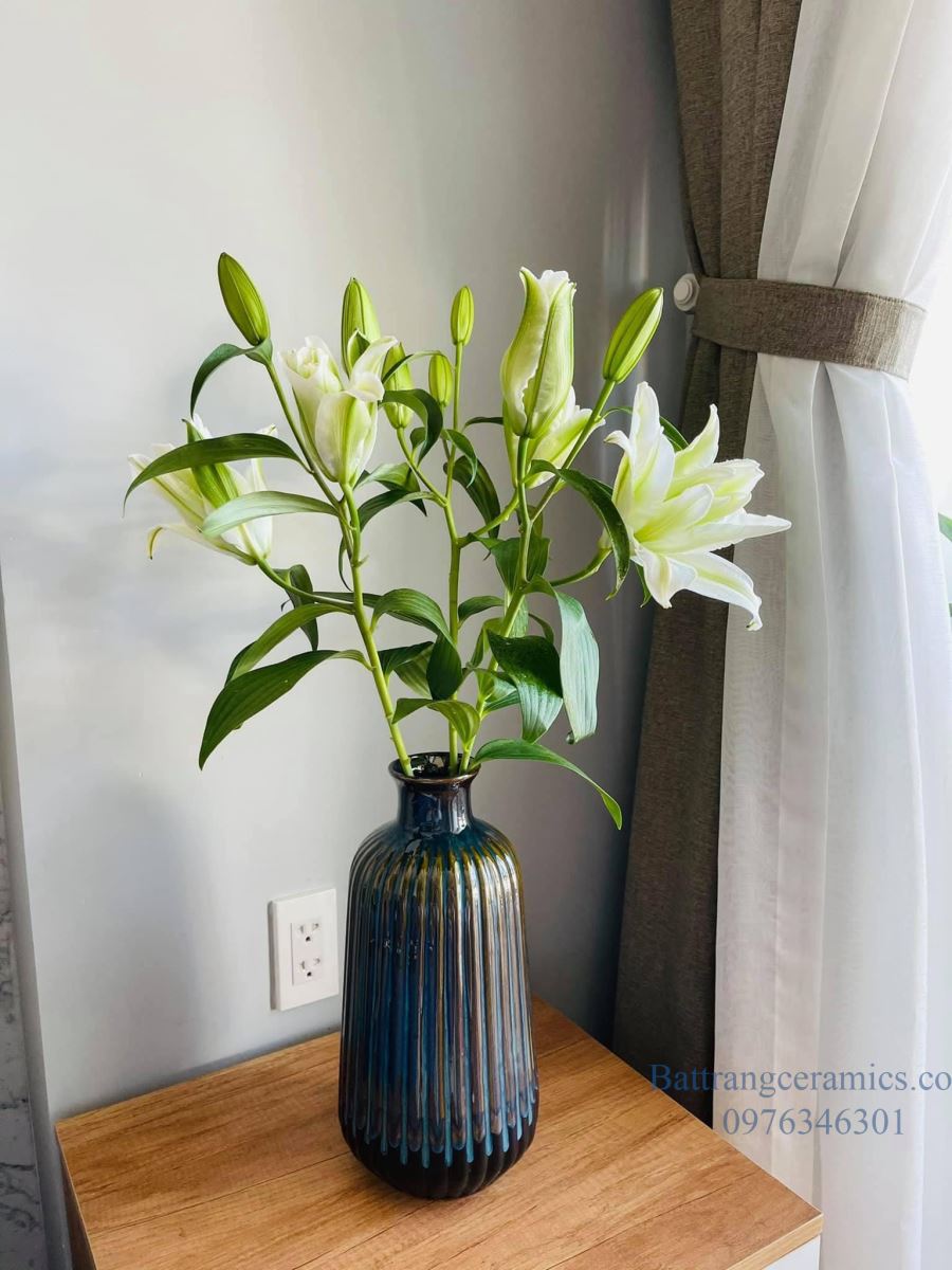 Lọ lá dứa men hỏa biến H34cm gốm sứ Bát Tràng sang trọng giá tốt