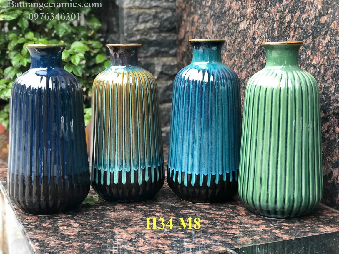 Lọ lá dứa men hỏa biến H34cm gốm sứ Bát Tràng sang trọng giá tốt 