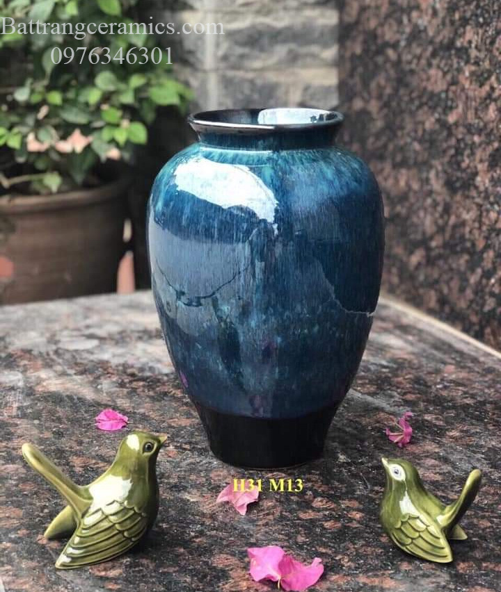 Bình xoài men hỏa biến Bát Tràng 31cm sang trọng quà tặng đẹp 