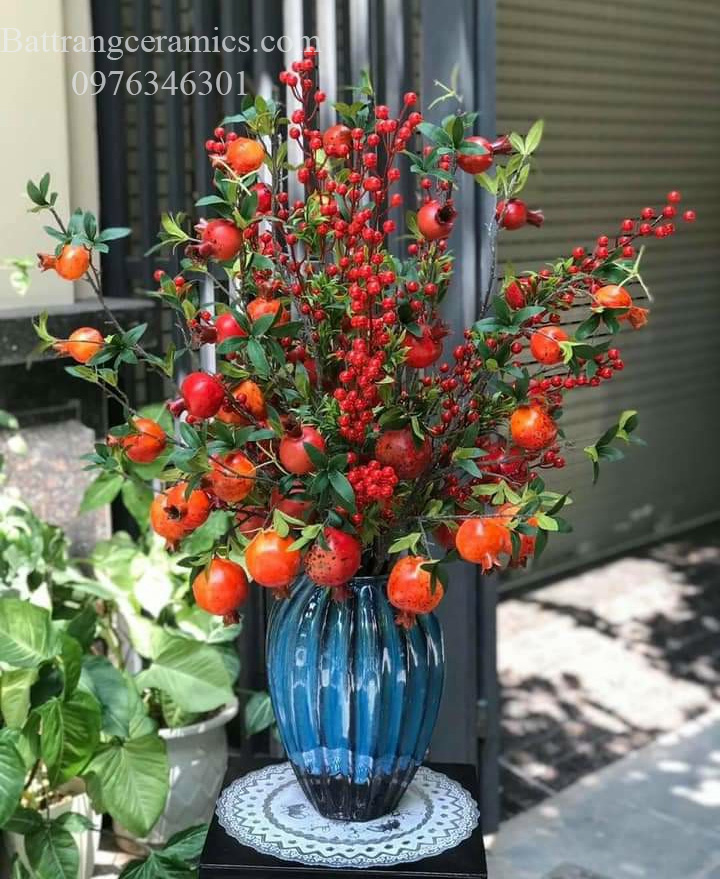 Lọ xoài khía men hỏa biến H28cm Gốm sứ Bát Tràng sang trọng