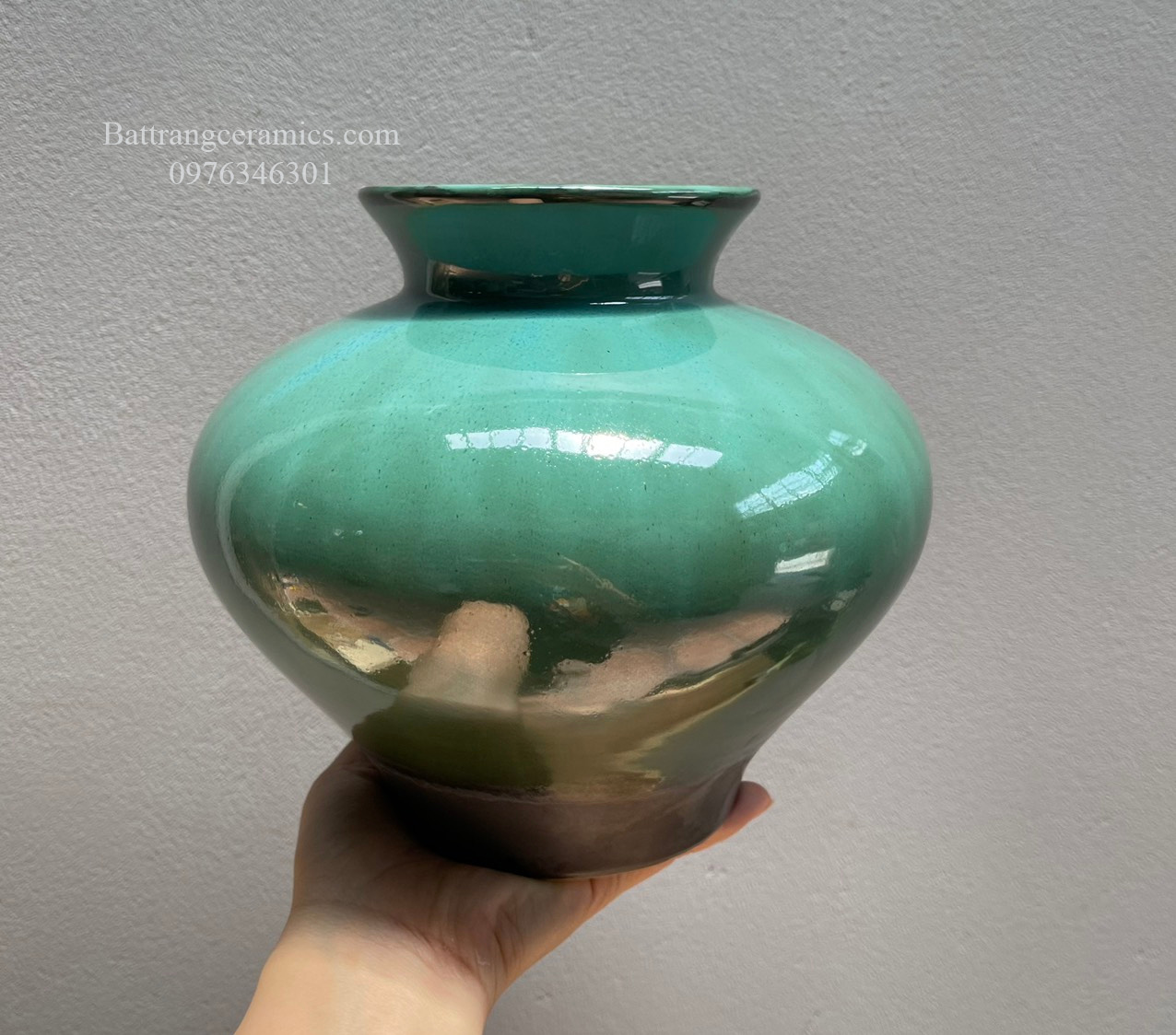 Lọ hoa miệng loe men hỏa biến 20cm sang trọng Bát Tràng 