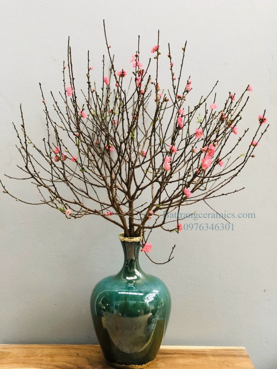 Tỏi Dẹt Men Hỏa Biến Bọc Đồng Sang Trọng Gốm Sứ Bát Tràng