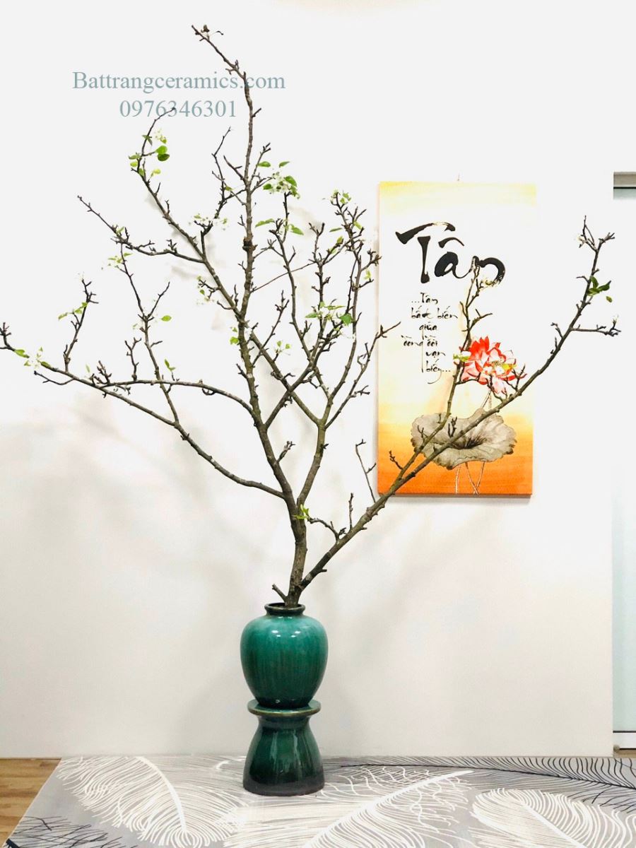 Lọ hoa dáng chum cổ loe men hỏa biến cao cấp đẹp sang trọng