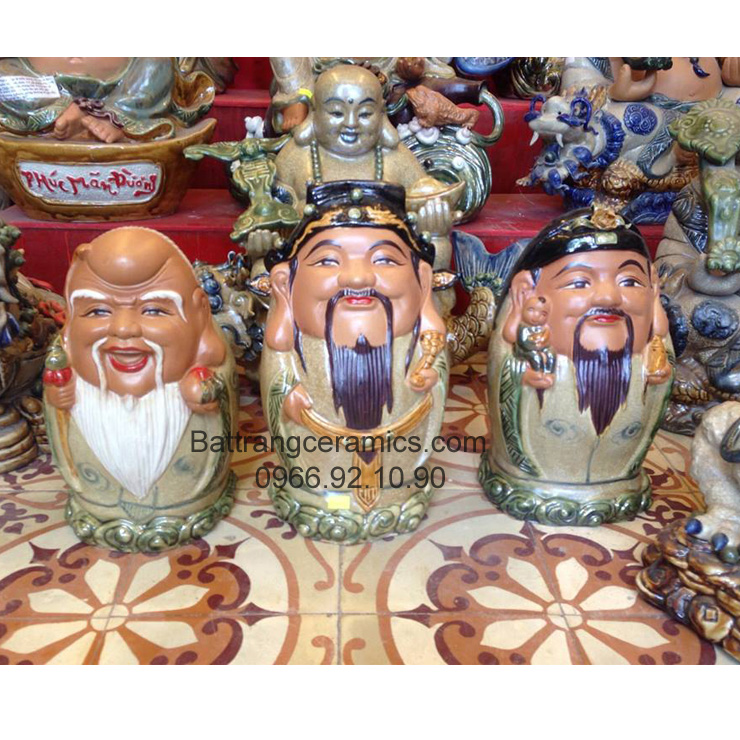 Tam đa trứng no đủ gốm sứ Bát Tràng men rạn độc đáo may mắn tài lộc