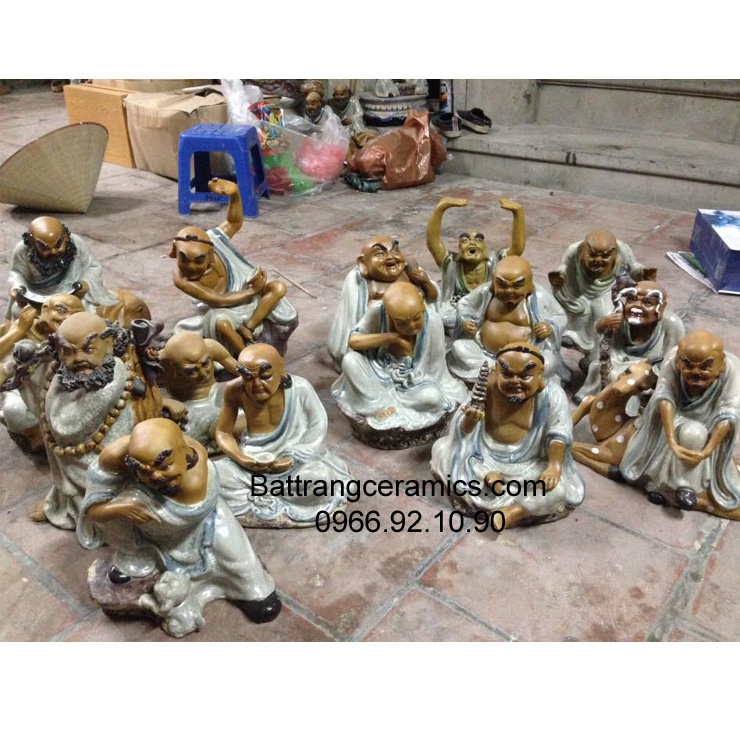 Bộ thập bát La Hán cao 20-40cm Gốm sứ Bát Tràng Giá Tốt 