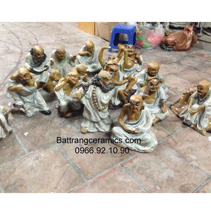 Bộ thập bát La Hán cao 20-40cm Gốm sứ Bát Tràng Giá Tốt