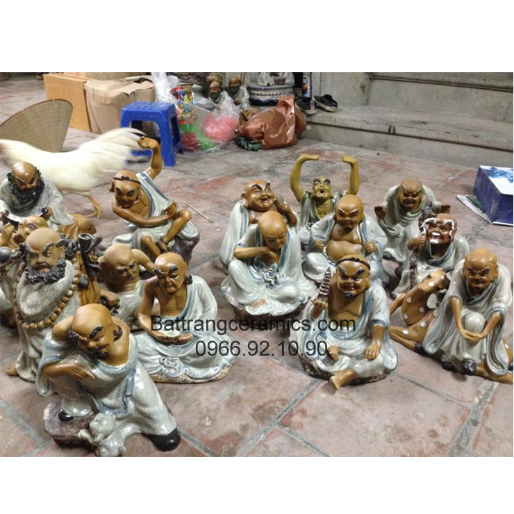 Bộ thập bát La Hán cao 20-40cm Gốm sứ Bát Tràng Giá Tốt