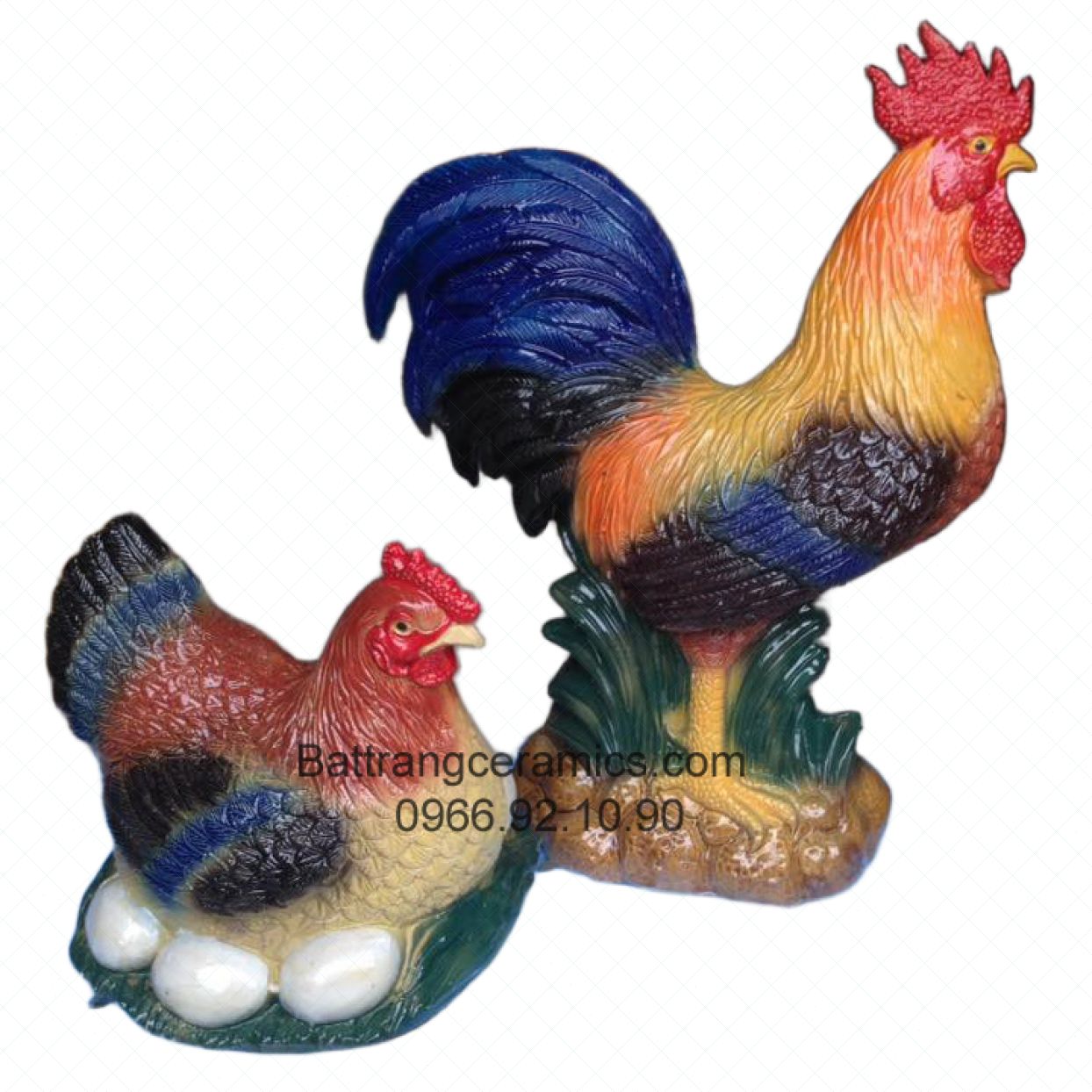 Gà trống mái TB01 gốm sứ Bát Tràng quà tặng sang trọng 