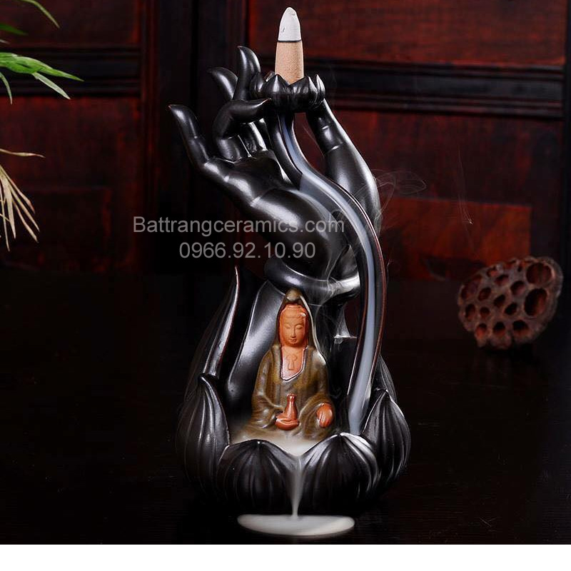 Tượng đốt trầm số 09 thác khói trầm hương độc đáo may mắn 